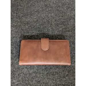 Buxton Clutch Wallet Womens OS Brown Excellent Genuine Leather Tab Closure